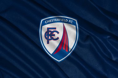 Pringsewu, lamba 25 Mayıs 2025; Chesterfield futbol kulübünün logosunun deseni 2 efl, 3 boyutlu illüstrasyon
