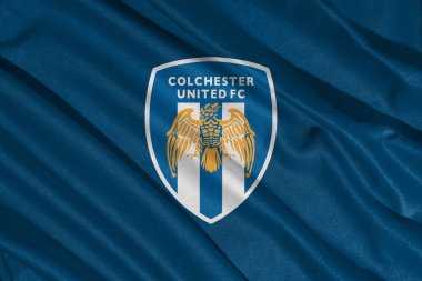 Pringsewu, lamba 25 Mayıs 2025; Colchester United futbol kulübünün logosunun deseni 2 efl, 3 boyutlu illüstrasyon