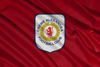 Pringsewu, lamba 25 Mayıs 2025; Crewe Alexan futbol kulübünün logosunun deseni 2 efl, 3 boyutlu illüstrasyon
