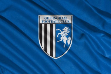 Pringsewu, lamba 25 Mayıs 2025; Gillingham futbol kulübünün logosunun deseni 2 efl, 3 boyutlu illüstrasyon