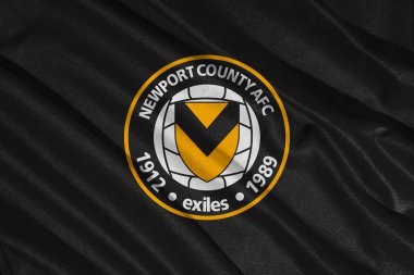 Pringsewu, lamba 25 Mayıs 2025; Newport County futbol kulübünün logosunun deseni 2 efl, 3 boyutlu illüstrasyon