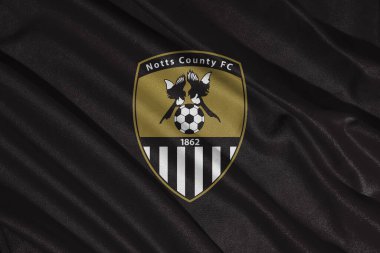 Pringsewu, lamba 25 Mayıs 2025; Notts County futbol kulübünün logosunun deseni 2 efl, 3 boyutlu illüstrasyon
