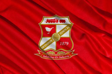 Pringsewu, lamba 25 Mayıs 2025; Swindon Town futbol kulübünün logosunun dokusu 2 efl, 3 boyutlu illüstrasyon