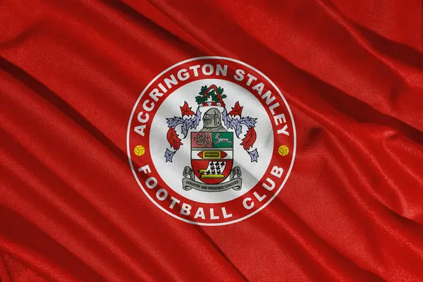 Pringsewu, lamba 25 Mayıs 2025; Accrington Stanley futbol kulübünün logosunun deseni 2 efl, 3 boyutlu illüstrasyon