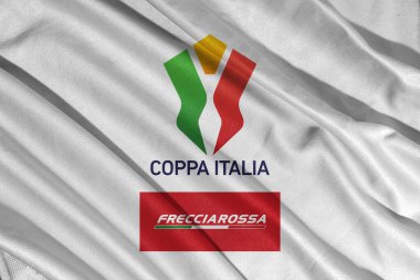 Pringsewu, lamba; 16 Mayıs 2025; Coppa Italia logosu İtalya 'da Serie A ve Serie B takımlarının katıldığı bir futbol müsabakasıdır. 3B illüstrasyon