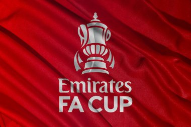 Pringsewu, lamba; 16 Mayıs 2025; Emirates FA CUP logosu İngiltere 'de düzenlenen yıllık erkek futbol müsabakasıdır. 3B illüstrasyon