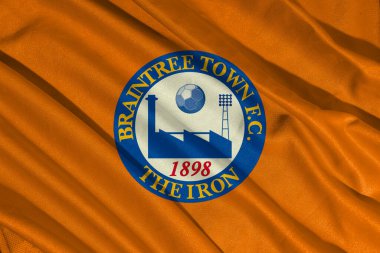 Pringsewu, Lampung; 21 Mayıs 2025; Braintree Town Futbol Kulübü Ulusal Futbol Ligi Logo Bayrak Dalgalama Sancağı, 3d Illustration