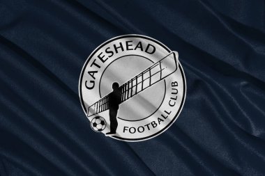 Pringsewu, Lampung; 21 Mayıs 2025; Gateshead Futbol Kulübü Ulusal Futbol Ligi Logo Bayrağı, 3d Illustration