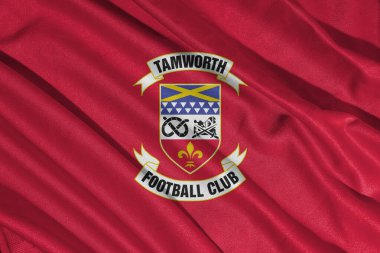Pringsewu, Lampung; 21 Mayıs 2025; Tamworth Futbol Kulübü Ulusal Futbol Ligi Logo Bayrağı, 3d İllüstrasyon