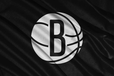 Pringsewu, Lampung; 23 Mayıs 2025; Brooklyn Nets kulüp bayrağı dokusu, NBA, dalgalanıyor. 3B illüstrasyon