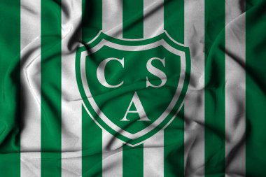 Pringsewu, Lampung; 25 Haziran 2025; Arjantin 'in en üst düzey futbol ligindeki CA Sarmiento Futbol Kulübü Logosu