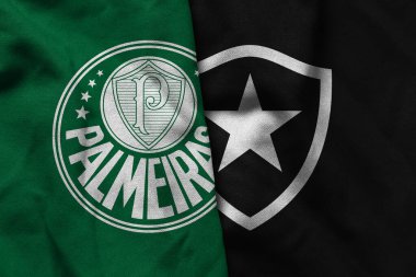 Pringsewu, Lampung; 27 Haziran 2025; Palmeiras futbol kulübü kumaşı ve Botafogo futbol kulübü logosu kombinasyonu