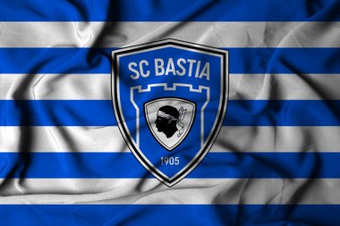 Pringsewu, Lampung; Temmuz 05, 2025; Fransa Futbol Ligi 2 'de Bastia Futbol Kulübü Bayrağı Logosu