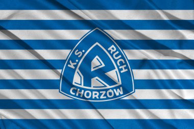 Pringsewu, Lampung; 3 Ağustos 2025; Ruch Chorzw futbol kulübünün bayrak logosu, Polonya futbol ligi 1