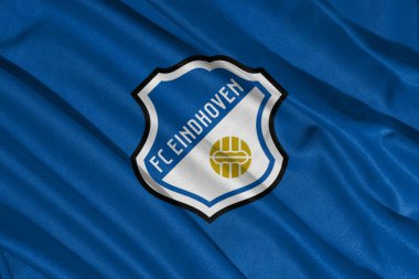 Pringsewu, Lampung; 6 Ağustos 2025; Hollanda 2. Lig 'de FC Eindhoven futbol kulübünün kumaşlı bayrak logosu