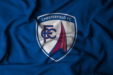 Pringsewu, Lampung; 29 Ağustos 2025; EFL Lig 2 'deki Chesterfield futbol kulübünün dalgalı bayrak logosu