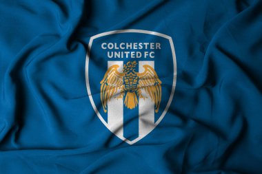 Pringsewu, Lampung; 29 Ağustos 2025; EFL Lig 2 'deki Colchester United futbol kulübünün dalgalı bayrak logosu