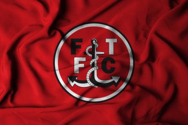 Pringsewu, Lampung; 29 Ağustos 2025; Fleetwood Town 'un dalgalı bayrak logosu. EFL Ligi 2 'de futbol kulübü.