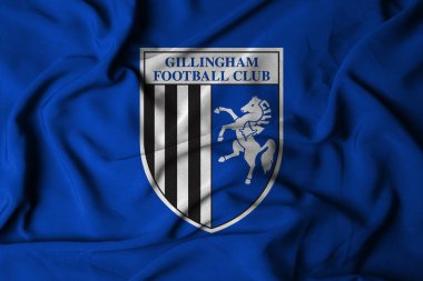 Pringsewu, Lampung; 29 Ağustos 2025; EFL Lig 2 'deki Gillingham futbol kulübünün dalgalı bayrak logosu