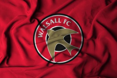 Pringsewu, Lampung; 29 Ağustos 2025; EFL Lig 2 'deki Walsall futbol kulübünün dalgalı bayrak logosu