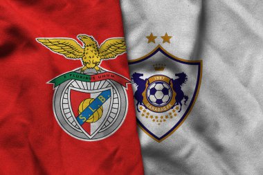 Pringsewu, Lampung; 31 Ağustos 2025; Benfica futbol kulübü logosu kumaş dalgalı Qarabag Şampiyonlar Ligi maçı