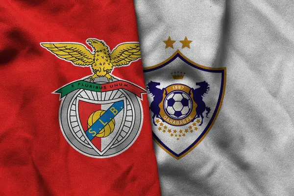 Pringsewu, Lampung; 31 Ağustos 2025; Benfica futbol kulübü logosu kumaş dalgalı Qarabag Şampiyonlar Ligi maçı