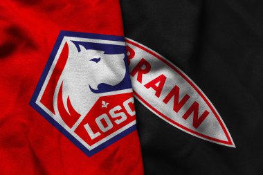 Pringsewu, Lampung; 2 Eylül 2025; Losc Lille futbol kulübü logosu kıvrımlı kumaş Brann Uefa europa Ligi maçı