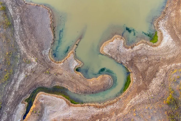Drone Top View Swamp Swampy Landscape View Marsh Height Aerial — Stock Photo, Image