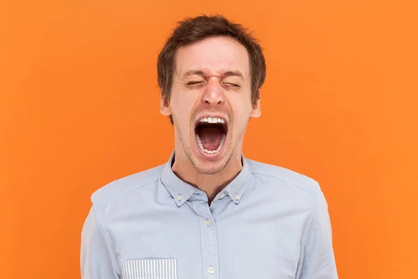Portrait Angry Aggressive Mad Man Crying Screaming Loud Expressing Sorrow — Stock Photo, Image