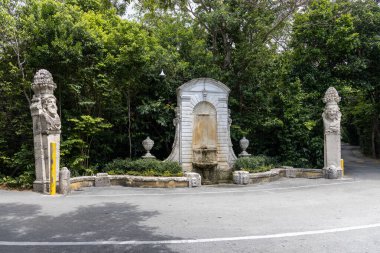 Miami, Florida - 25 Ağustos 2023 Vizcaya Müzesi ve Bahçesi, doğa manzarası ve klasik heykeller..