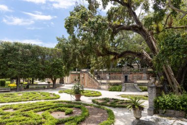 Miami, Florida - 25 Ağustos 2023: Vizcaya Müzesi ve Bahçeleri, işadamı James Deering 'in eski villası.