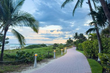 Miami, Florida - 25 Ağustos 2023 Miami Beach, Florida 'da akşam vakti.