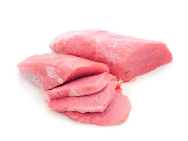 Dos Trozos Carne Res Aislados Sobre Fondo Blanco — Foto de Stock