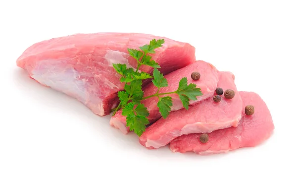 Stück Frisches Rindfleisch Isoliert Auf Weißem Hintergrund — Stockfoto