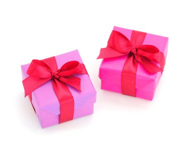 Hediye kutuları, beyaz arka planda hediyeler izole edilmiş. Tatilde. Sevgililer Günü. Kadınlar Günü. Anneler Günü.