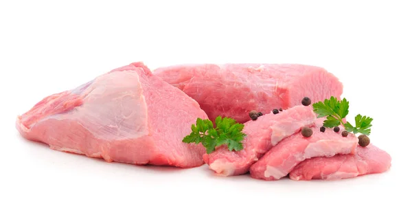 Piese Carne Vită Siroasă Condimentate Allspice Crengi Pătrunjel Verde Izolate — Fotografie, imagine de stoc