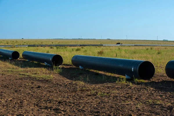 Gas Pipeline Construction Nestor Kirchner Pampa Province Patagonia Argentina — Stockfoto