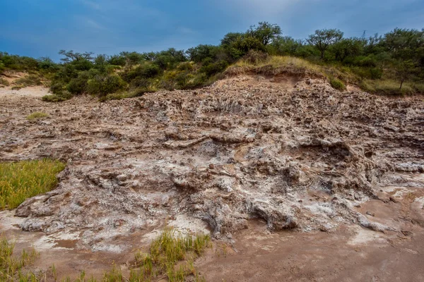 Solo Seco Quebrado Uma Lagoa Pampas Província Pampa Patagônia Argentina — Fotografia de Stock