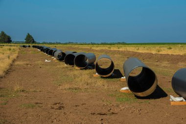 Gas pipeline construction, Nestor Kirchner, La Pampa province , Patagonia, Argentina.