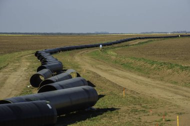 Gas pipeline construction, Nestor Kirchner, La Pampa province , Patagonia, Argentina.