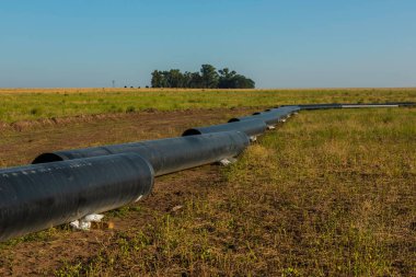 Gas pipeline construction, Nestor Kirchner, La Pampa province , Patagonia, Argentina.
