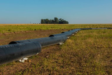 Gas pipeline construction, Nestor Kirchner, La Pampa province , Patagonia, Argentina.