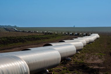 Gas pipeline construction, Nestor Kirchner, La Pampa province , Patagonia, Argentina.
