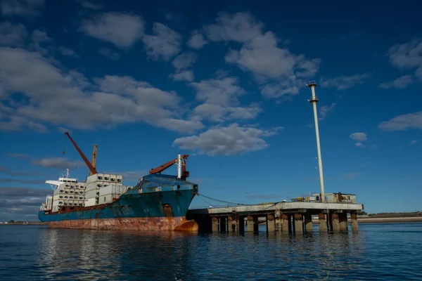 Merchant Ship Moored Port San Antonio Este Rio Nagro — Stock Photo, Image