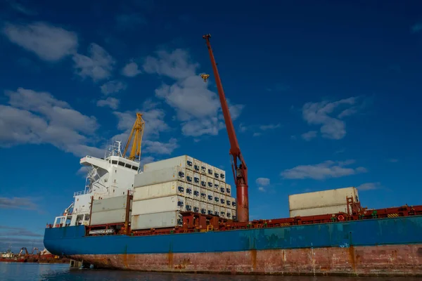 Merchant Ship Moored Port San Antonio Este Rio Nagro — Stock Photo, Image