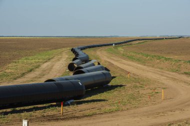 Gas pipeline construction, Nestor Kirchner, La Pampa province , Patagonia, Argentina.