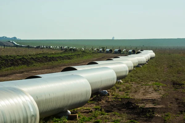 Gas Pipeline Construction Nestor Kirchner Pampa Province Patagonia Argentina — Foto de Stock