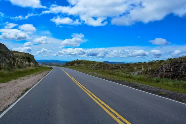 stock image Route in Pampa de Achala, Quebrada del Condorito  National Park,Cordoba province, Argentina