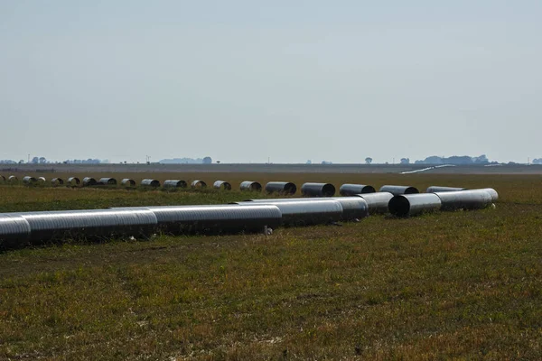 Stock image Gas pipeline construction, Nestor Kirchner, La Pampa province , Patagonia, Argentina.