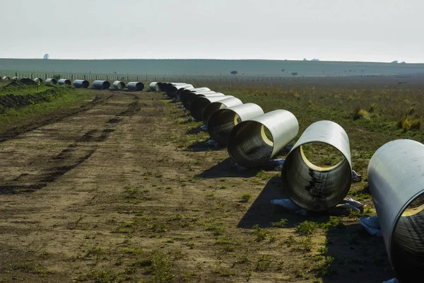 ガスパイプライン建設 ネスターKirchner ラパンパ州 パタゴニア アルゼンチン — ストック写真
